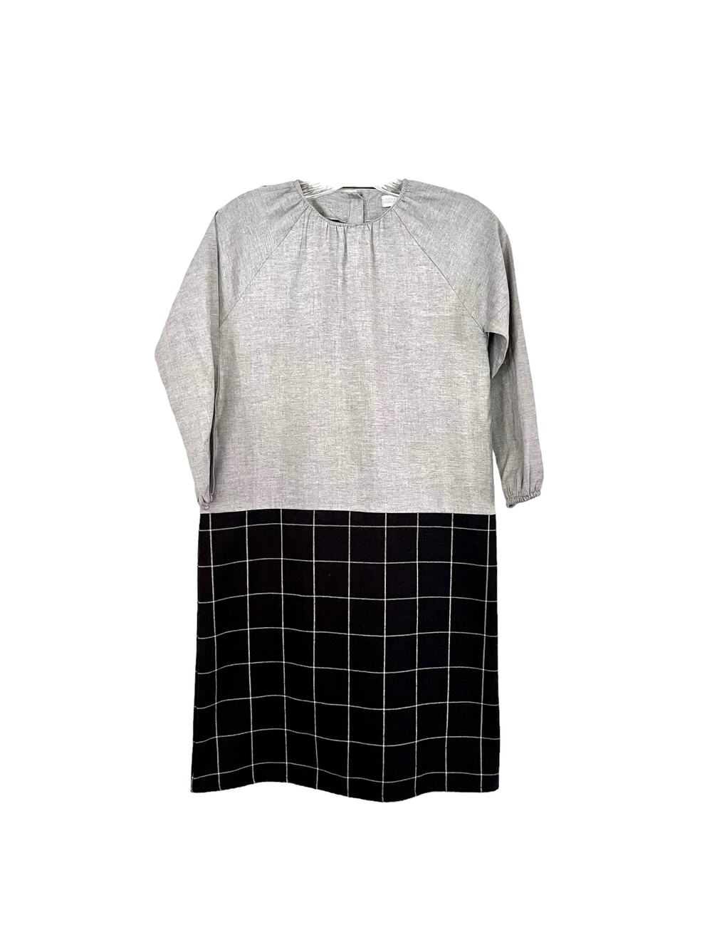 Violeta e Frederico girls gray shift dress with black white plaid skirt NWT 10